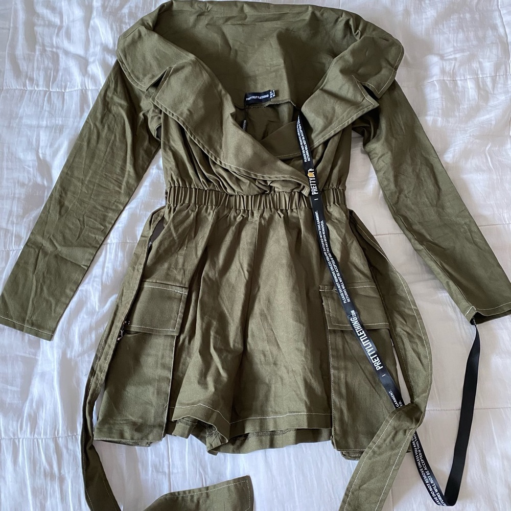 PRETTYLITTLETHING Khaki Utility Playsuit
